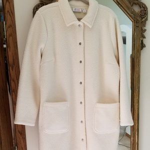 Denim & Co. Fleece Coat, Unlined, Off-White L